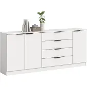 Ebuy24 Kopenhagen dressoir 4 laden, 3 deuren wit.