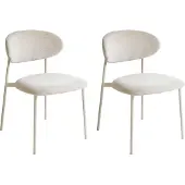 Beliani COWLEY - Eetkamerstoel set van 2 - Lichtbeige - Chenille