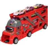 Lobbes Uitklapbare Autotransporter met Afschietfunctie - Rood