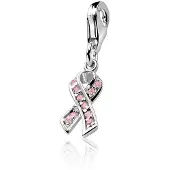 Zinzi zilveren bedel Pink Ribbon roze CHARMS209