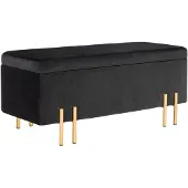 HOMCOM -Sitzbank mit Stauraum-Samt, Holz-100B x 40T x 42H cm-Schwarz