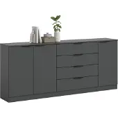 Ebuy24 Kopenhagen dressoir 4 laden, 3 deuren antraciet.