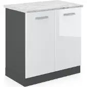Vicco Wastafelkast R-Line Wit Hoogglans 80 cm WB Marmer, Model 46065