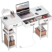 HOMCOM Bureau met planken-Spaanplaat-120L x 40B x 76H cm-Wit