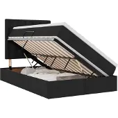 vidaXL Opslag bed met matras met hoofdeinde Zwart 120 x 200 cm Stof