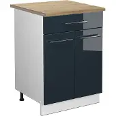 Vicco Fame-Line Keukenkasten – 60 cm met lade, WB Eik Donkerblauw hoogglans