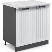 Vicco Keukenonderkast Fame-Line, Wit landelijk/Antraciet, 80 cm marmer werkblad