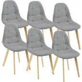 En.casa Eetkamerstoel Kopparberg 86x53x47 cm set van 6 lichtgrijs