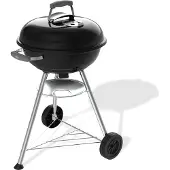 Weber Compact Kettle - Ø 47 cm Grillrooster - Houtskoolbarbecue - Zwart - Asopvangschaal - 2 Duurzame, weerbestendige wielen - Handige dekselhaak - Kras- en roestbestendig