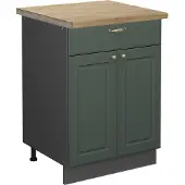 Vicco Keukenonderkast Fame-Line Groen-Goud Landhuis 60 cm met lade, WB Eik, Model 46709