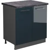Vicco Wastafelkast Fame-Line Donkerblauw hoogglans 80 cm , WB Antraciet, Model 48806