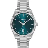 HUGO BOSS Cheswick-horloge met blauwe wijzerplaat en gegroefde lunette