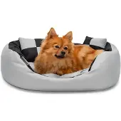 Lionto hondenbed, stijlvol 4-in-1 hondenmandje, waterafstotend, krasbestendig en gemakkelijk schoon te maken, 65x50 cm, grijs/zwart