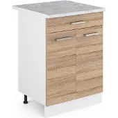 Vicco R-Line Keukenonderkast – 60 cm met lade met marmeren werkblad Sonoma