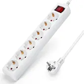 Aigostar 20FGZ Stekkerdoos - Met randaarde - Verlengsnoer - Verlengkabel - 6-voudig - 3 meter - Wit | Nederlands