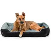 Lionto zacht Hondenbed, omkeerbaar kussen & antislip bodem 90x70 cm zwart/grijs