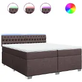 vidaXL Boxspring met matras stof donkerbruin 200x200 cm