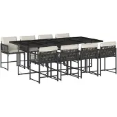 vidaXL 9-delige Tuinset poly rattan zwart