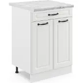 Vicco Keukenonderkast R-Line Wit Landhuis 60 cm met lade, WB Marmer, Model 46204