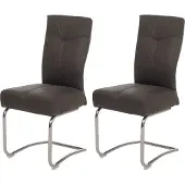 Mendler Set van 2 eetkamerstoelen -G56, keukenstoel sledestoel, textiel suèdelook ~ grijs