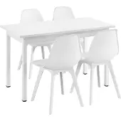 En.casa Eetkamerset eethoek Lendava 5-delig tafel met 4 stoelen wit