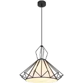 Globo Lighting hanglamp, metaal, mat zwart, metaal, zwart, textiel, wit, diameter: 400 mm, hoogte: 1200 mm, exclusief 1x E27 60W 230V lamp