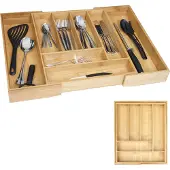 Generique Range-couverts MENDLER HWC-B20, organisateur de tiroir, bambou extensible 35-58x45cm