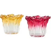 J-Line theelichthouder - glas - mix - small - set van 2