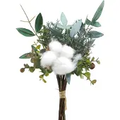 Viana Kunstboeket, groen en wit, winterdecoratie, 33 cm, kunstmatig