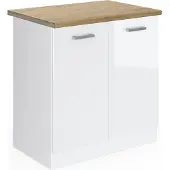 Vicco Wastafelkast R-Line Wit Hoogglans 80 cm , WB Eik, Model 46857