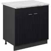 Vicco Keukenonderkast Fame-Line Zwart gestreept 80 cm , WB Marmer, Model 50673