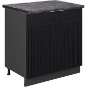 Vicco Keukenonderkast Fame-Line, Zwart gestreept/Antraciet, 80 cm antraciet werkblad