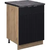 Vicco Keukenonderkast Fame-Line Zwart gestreept 60 cm , WB Antraciet, Model 50757