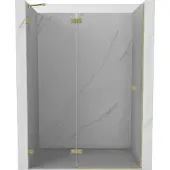 Mexen Lunar douchedeur scharnierend links 140 , transparant, geborsteld goud - 834-140-000-55-00-L