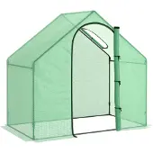 Outsunny - Foliekas - met Raam - Rolldeur - PE - Groen