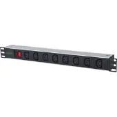 Intellinet 163620, 1U, zwart, zilver, 8 AC-aansluitingen, C13-verlenger, 2 meter, 110 - 250 V
