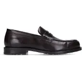 Manfield Bruine leren loafers | Maat 43