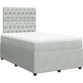 vidaXL Boxspring met matras fluweel lichtgrijs 120x190 cm