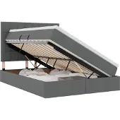vidaXL Opslag bed met matras met opslag Donkergrijs 140 x 200 cm Stof