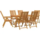 vidaXL Tuin Eettafel Set 7 st Bruin Massief Acacia Hout