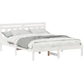 vidaXL Bedframe Wit 150 x 200 cm Massief grenenhout