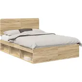 vidaXL Bedframe Sonoma Eiken 140 x 200 cm Massief grenenhout
