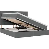 vidaXL LED-bed met opbergruimte en matras, donkergrijs, 180 x 200 cm, met stoffen bekleding
