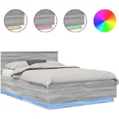 vidaXL Bedframe met hoofdeinde Grijs Sonoma 150 x 200 cm Bewerkt hout