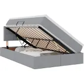 vidaXL LED opbergbed met matras Lichtgrijs 120 x 200 cm Stof