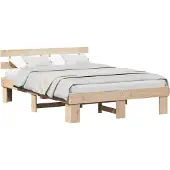 vidaXL Bedframe met hoofdeinde, naturel, 150 x 200 cm, massief grenenhout
