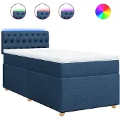 vidaXL Boxspringbed met matras, blauw, 90x200 cm, stof