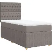 vidaXL Boxspring met matras stof taupe 100x200 cm