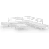 vidaXL 8-delige loungeset voor de tuin, massief grenenhout, wit