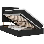 vidaXL Opslag bed met matras met hoofdeinde Zwart 120 x 200 cm Stof